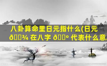 八卦算命里日元指什么(日元 🌾 在八字 🌺 代表什么意思)